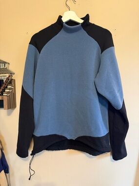 Two-Tone Blue Mock Neck Sweater
